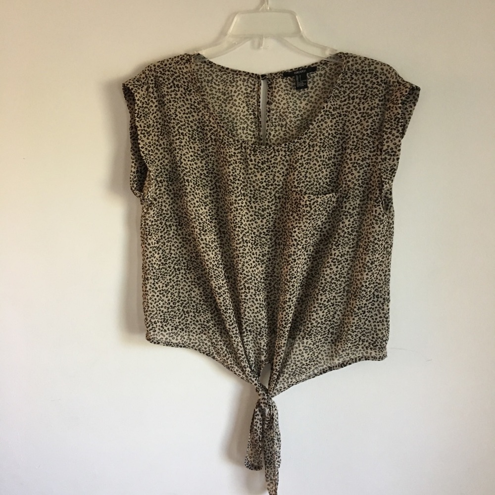 F21 Chiffon Cheetah Print Top - Picture 2 of 5